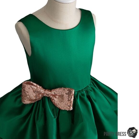 NOELLE LAYERED SATIN & TULLE TODDLER PARTY HOLIDAY DRESS EMERALD GREEN 1-2 YEARS - Picture 13 of 16